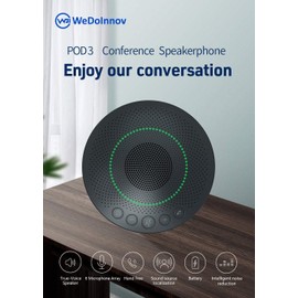 Wireless Conference Speaker with 6 AI Noise Cancelling Microphones, 360° Voice Pickup, Bluetooth/USB Connectivity for Zoom/Teams/Skype, Plug-and-Play for Home Office, Meetings & Online Classes