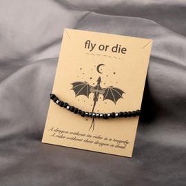 MAOFAED Fly Or Die Morse Code Bracelet For Book Lover Basgiath War College Gift Fantasy Book Reader Gift (fly or die morse)