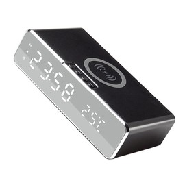 ULTECHNOVO 1set Wireless Charging Dock Alarm Clock for Smartphones and Earphones Multi-Function Desktop Clock Temperature Display Date Brightness Settings