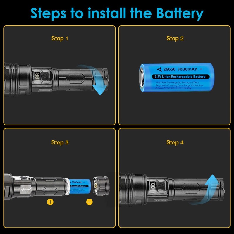 X.store 900000LM Powerful LED Flashlight Rechargeable Super Bright Work Tactical