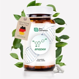 NEU!: Apigenin Kapseln Hochdosiert: 50 MG / 120 Kapseln - Aus der Apotheke- Besser Schlafen + Antioxidant - Laboranalysiert in Deutschland - Pro Genetics