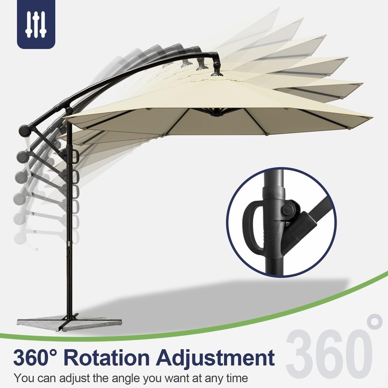 FONTOI 18FT Rotating Cantilever Patio Umbrella Outdoor Banana Umbrella with