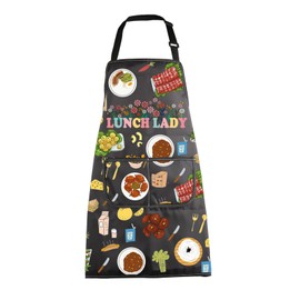 MBMSO Lunch Lady Apron Lunch Lady Appreciation Gift for Cafeteria Worker Apron with Pockets Chef Gifts Apron Lunch Crew Gift, Lunch Lady Apron-b, Standard