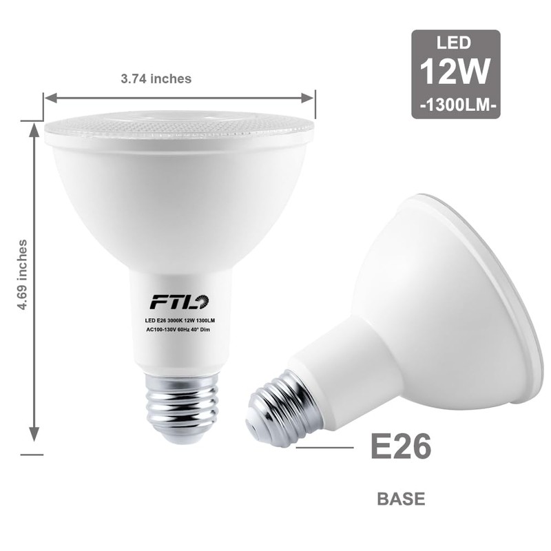 FTL PAR30 LED Bulb 3000K Warm White Long Neck Flood