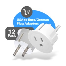 Orei American USA To European Schuko Germany Plug Adapters CE Certified Heavy Duty - 12 Pack