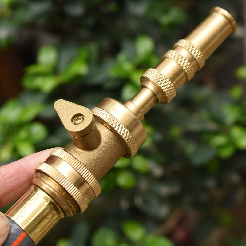 PLG Heavy Duty Brass Adjustable Garden Hose Nozzle & Hose