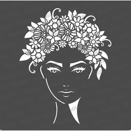 CrafTreat Flower Girl Stencil for Painting on Wood Reusable - Flower Girl - 6X6 Inches - Girl Face Stencil for Crafting - Face Stencils for Art Journals