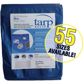 Kotap TRA-1218 All Purpose Poly Tarp, Mold, Mildew, Tear and UV Resistant, 12 x 18-Foot, Blue