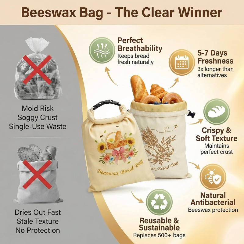 YOJO 2 Pack Reusable Beeswax Bread Bags for Sourdough, 17x13"