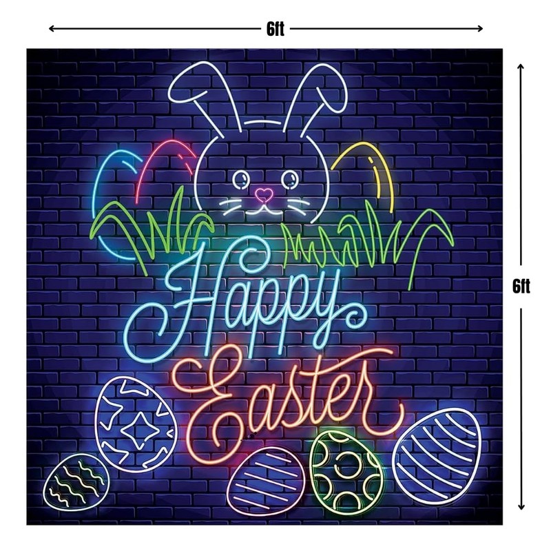 Neon Light Easter Backdrop Banner - Party Decor - 1