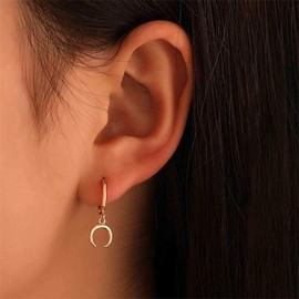 Cybche Boho Moon Hoop Dangle Earrings Gold Moon Drop Earrings Crescent Huggie Drop Earrings Half Moon Earrings Boho Moon Celestial Earrings Jewelry for Women