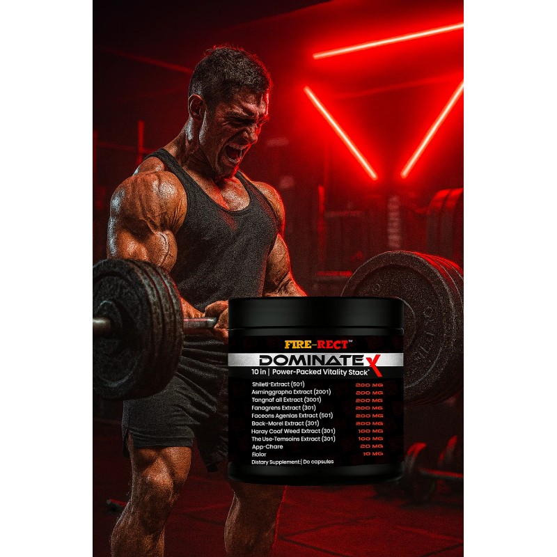 Fire-Rect DOMINATE X 10 in 1 Supplement for Men, Strength,