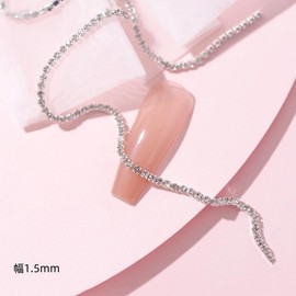 Yuzhiye Nail Parts Stone Chain 1.5mm 2mm 4pcs 200cm Rhinestone Chain Cuttable Gel Nail Art Accessory Parts (Silver+Gold)