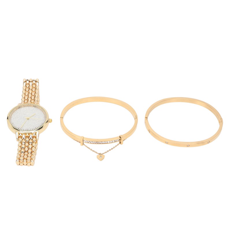 3pcs Women Watch Bracelet Set Gillter Elegant Hypoallergenic Waterproof Quartz