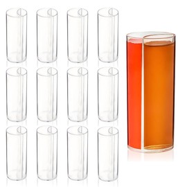 Split Shooters Divided Test Tube Plastic Shot Glasses – Clear Plastic Jager Bomb Chaser Shot Glass Glasses Cups – Fun Unique Glasses for Events Birthday Bachelor Bachelorette Parties - Set of 12