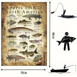 quisenti Fishing Blanket,Fishing Enthusiast Blanket,Sports Fish of North America Funny Blanket Fish Knowledge Blanket,Unique Fisherman Gifts,Bass Fishing Gift for Boys Dad Grandpa (70in*90in)