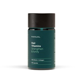 Manual Hair Growth Vitamin Supplements (180 Capsules) - for Thicker & Healthier Hair - with Multiple Vitamins Including Biotin & Collagen - for Hair Loss & Thinning - Take 1 Daily - 6 Month Supply