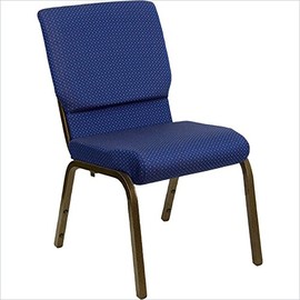 18.5''W Navy Blue Fabric Stacking HERCULES Gold Vein Frame Church Chair - 4.25'' Thick Seat