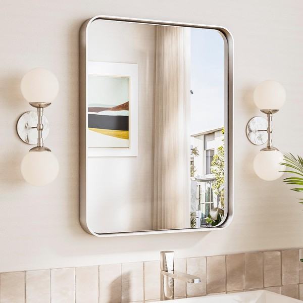 TokeShimi 16x20 Brushed Nickel Bathroom Mirror,Vanity Mirror Bathroom Wall with