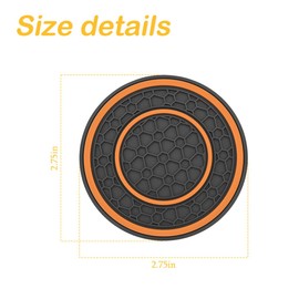 XINLIYA 2 Pack Car Coasters for Cup Holder, 2.75 Inch No-Slip Anti Dust Insert Coaster, Universal Auto Waterproof Coasters Silicon Insulation Cup Mats for Woman Man, Suit for Vehicle Interior（Orange）