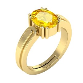 Yellow Sapphire Stone Ring 8.00 Carat Classic Ring For Men And Women Wedding And Party Attractive Finger Ring Indian Wear Handcrafted Lightweight Collectible Item Ideal For Birthday Gift, Metal,