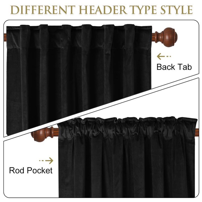StangH Black Velvet Curtains 120 inches Long - Extra Long