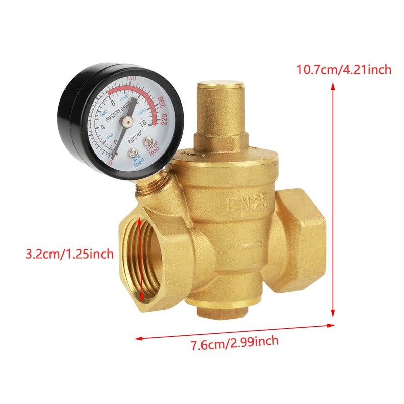 Hilitand DN25 Brass Relief Valve Adjustable Water Pressure Reducing Regulator