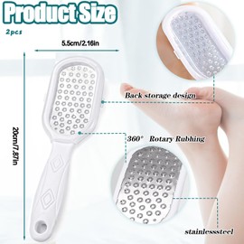 2pcs Foot File Callus Remover, Foot Grater Callus Remover for Foot Care, Stainless Steel Heel Scraper for Cracked Heels (2)