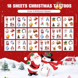 18 Sheets Christmas Tattoo Children, Christmas Temporary Tattoo, Decorative Tattoos Christmas for Children, Christmas Tattoos for Christmas Gifts, Christmas Decoration, Christmas Party Bag Fillers