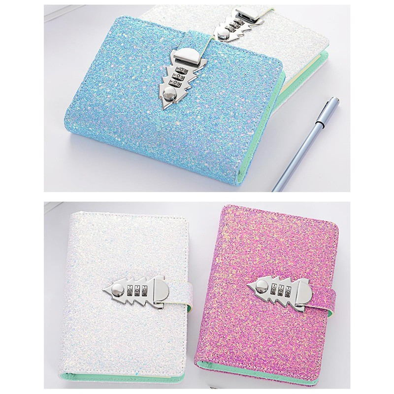 Refillable Notebook with Lock, A6 PU Leather Journal Diary with