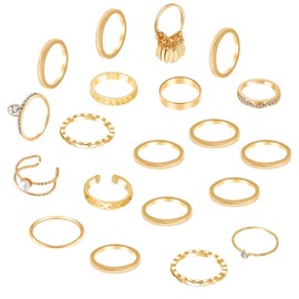 ONESING 21 Pcs Knuckle Rings for Women Stackable Rings Sets Vintage Joint Finger Rings Gold Rings Set for Women Men