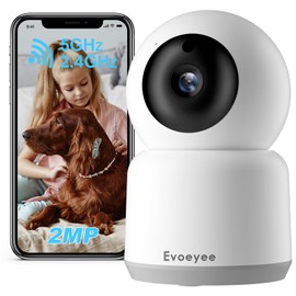 Evoeyee Security Camera Indoor 2K Baby Monitor, 360° Pet/Dog Cameras for Home Security with Motion Detection, 2.4/5GHz WiFi, with Night Vision, Phone App, 2-Way Audio, Cloud & SD Card Storage