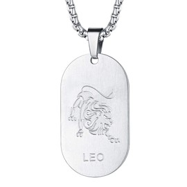 FaithHeart 12 Zodiac Sign Series Necklace Dog Tag / Coin Pendant Stainless Steel Dog Tag with Photo/Text Engraving Men Women Real Jewellery Necklace with Pendant Zodiac Sign Necklace