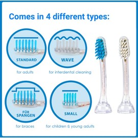 Emmi-dent Metallic/Professional 2-Pin Bristle-Head Attachments - Electric Toothbrush Replacement Heads. Cleans with Ultrasound Waves (Wave 4 Pack)