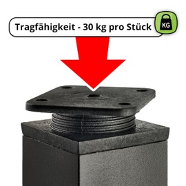 Alusfera Metal Table Legs, Height Adjustable, Furniture Foot, Sofa Foot, Aluminium Profile, Pack of 8, 40 x 40 mm (120 mm, Black), 5903021983749, 120 mm