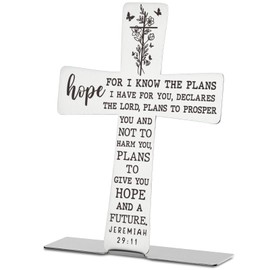 Jeremiah 29 11 Inspirational Scripture Gifts for Women Faith Men Friend Coworker, Bible Verses Cross Decor, Encouragement Christian Religious Stainless Steel Cross Desk Decorative Signs Plaques A906