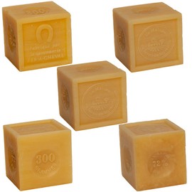 Savon de Marseille - French Soap Cube for Laundry and Household Washing - Made with Organic Vegetable Oil - 300 Gram Cubes - Set of 5