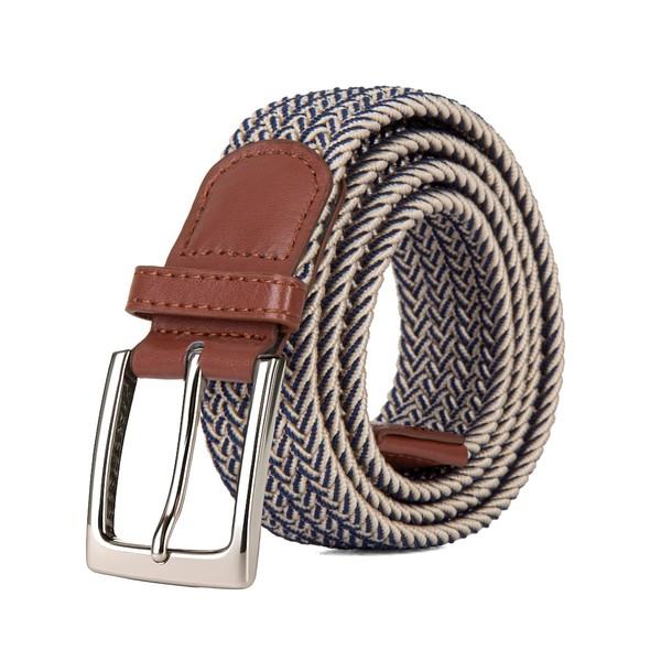 Woodland Leathers Elastic Braided Belt, Unisex Men Women Casual Stretch