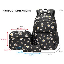 SIVENKE School Backpack Girls Teenagers Women's School Bag Backpack Set School Bag for Girls School Leisure with Lunch Bag and Pencil Case, black, School bag set
