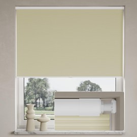 Myshade No Drill Blackout Shades Tension Cordless Cellular Blinds for Indoor Windows No Drilling No Tools Window Blinds & Shades Pull Down Room Darkening for Kitchen Bedroom Home, Beige-Custom -Size