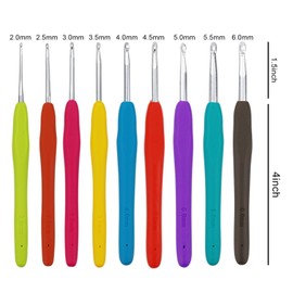 39 Pack Crochet Hooks Set, 9PCS Aluminum Knitting Needles Kit Ergonomic Soft Grip Handle for Arthritic Hands with Measuring Tape Stitch Markers and Sewing Needles