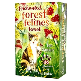 I.I.J Tarot Cards, 78 Cards, Weighted Edition, Tarot Cats, Divination Telling, Enchanted Forest Felines Tarot, Japanese Instruction Manual Included (English Language Not Guaranteed)