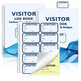 3 Pack of 450 Visitor Log Book Visitor Badges Registry Log with Carbon Copy Visitor Stickers Letter Size Extras Protecting Privacy Pages Spiral Bound Self Visitor Badges Guest Register Book (3)