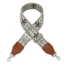 LEMEDE Purse Strap,2" Leather End Shoulder Strap Adjustable Replacement,Retro Jacquard Multi-pattern Crossbody Bag Straps