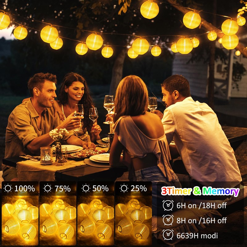StarryEver Lantern String Lights Outdoor Plug in, 40Ft Connectable Warm