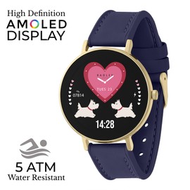 RADLEY Series 28 Amoled Smart Watch for Women with 1.19", Heart Rate, Bluetooth, Sleep Tracking, Sports Modes, Blood Oxygen, 5ATM Water Resistance, Ink Blue Leather Strap