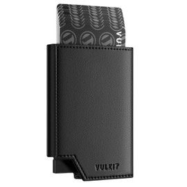 VULKIT Cartera para Hombre Minimalista Pop-Up Tarjetero RFID Bloqueo Cierre Magnético Cartera de Piel con Ventana de Identificación para Dinero en Efectivo y Tarjetas de Crédito Hasta 11 Tarjetas