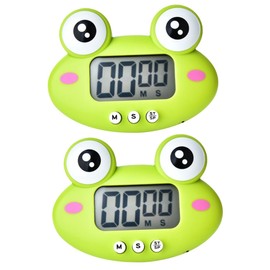 MAGICLULU 2pcs Cartoon Frog Electronic Timer Kitchen Countdown Clock Manager for Study Display Adorable Design for Baking and Cooking Tasks