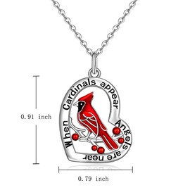Cardinal Necklace Red Cardinal Necklaces for Women Sterling Silver Heart Bird Pendant When Cardinal Appear Angels Are Near Cardinal Memorial Cute Animal Jewelry Gifts