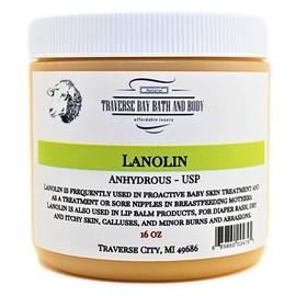 Lanolin - Anhydrous - USP, 16 oz, Safety sealed container. Soap making, lotion, creams, bath, beauty.